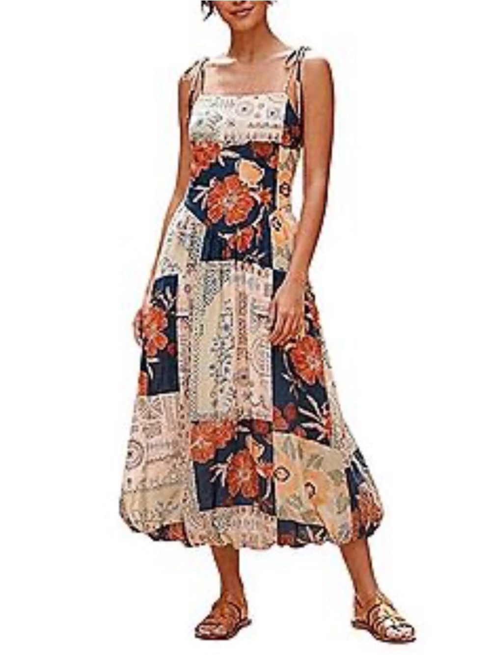 Boho Floral Patchwork Maxi Dress